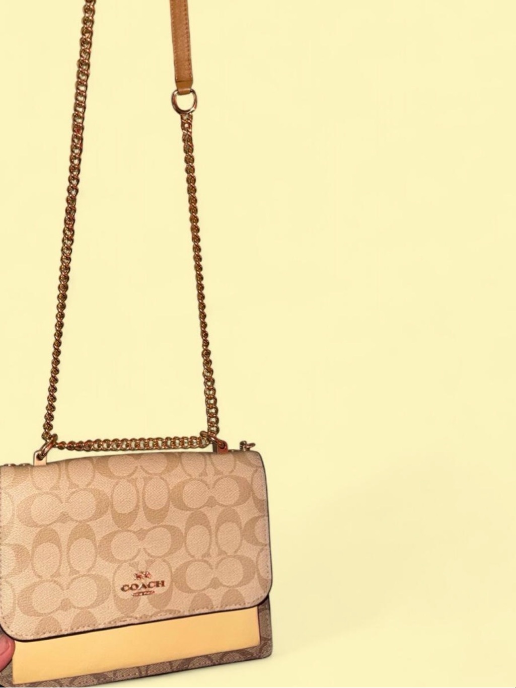 Coach Beige Signature Canvas Chain Strap Crossbody